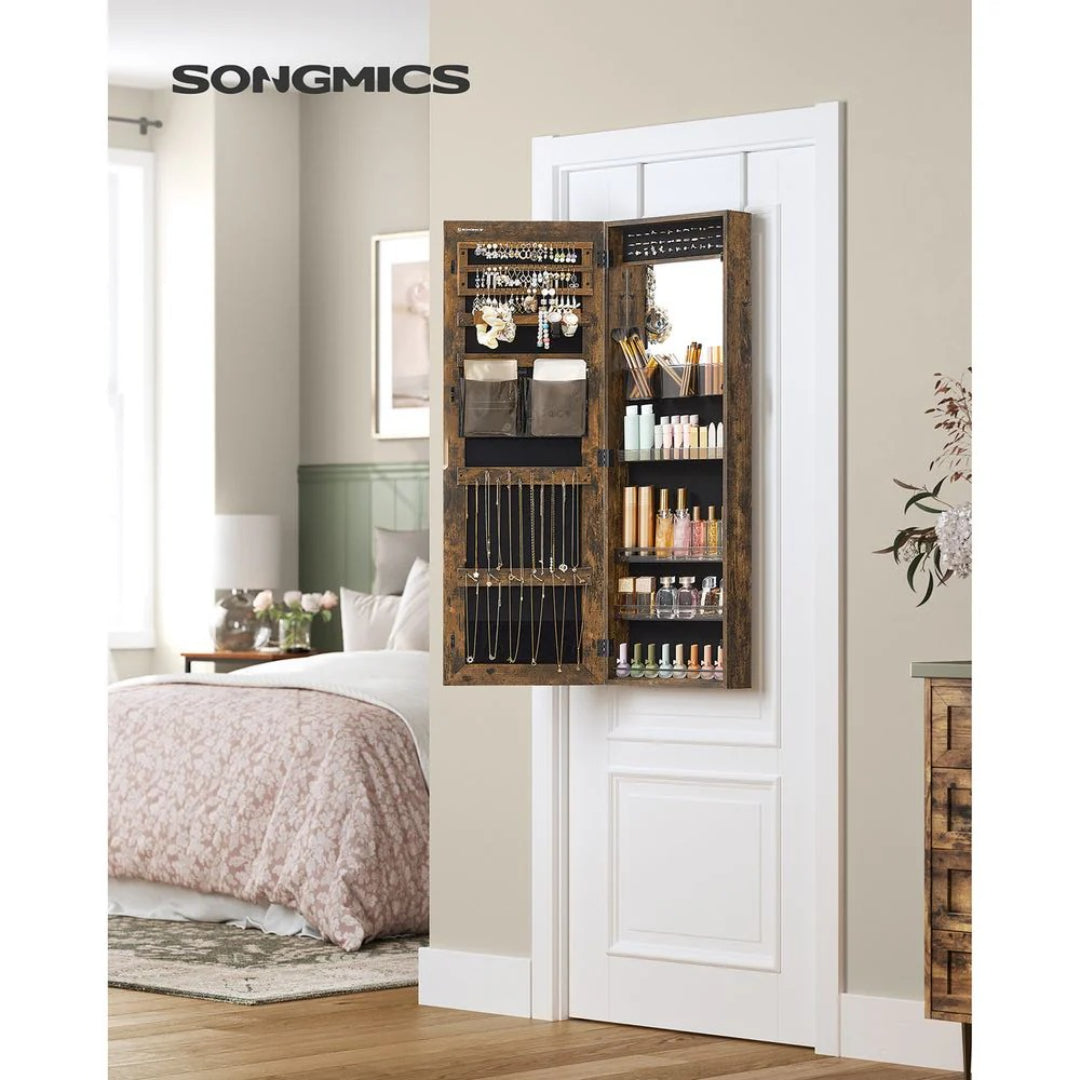 Lockable Mirror Jewelry Cabinet Armoire Wall Or Door Mounted