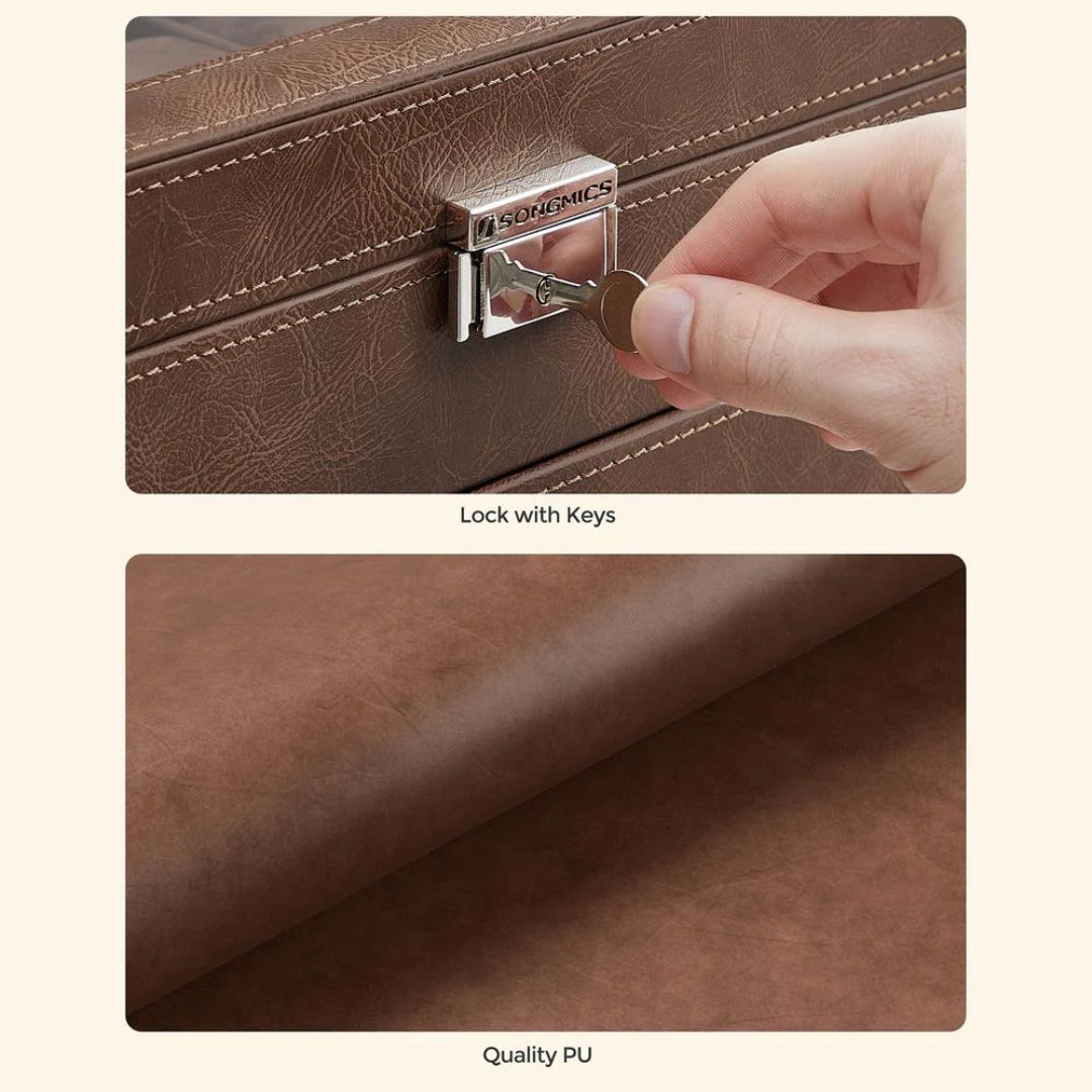 Lockable Watch Box With Glass Lid 6 8 Or 12 Slot