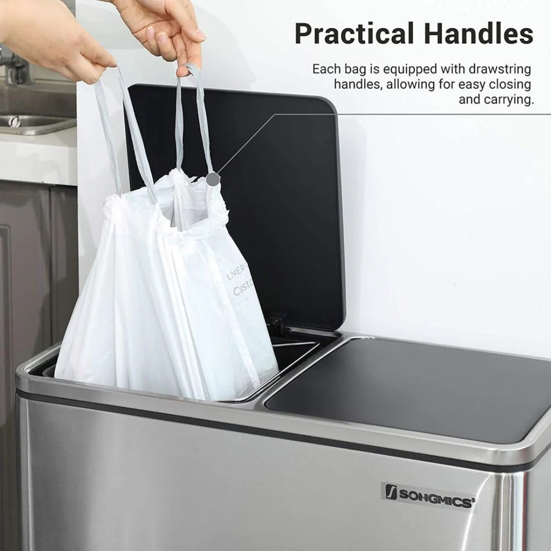 Drawstring Trash Bags, Heavy Duty Leak-Resistant Garbage Bags