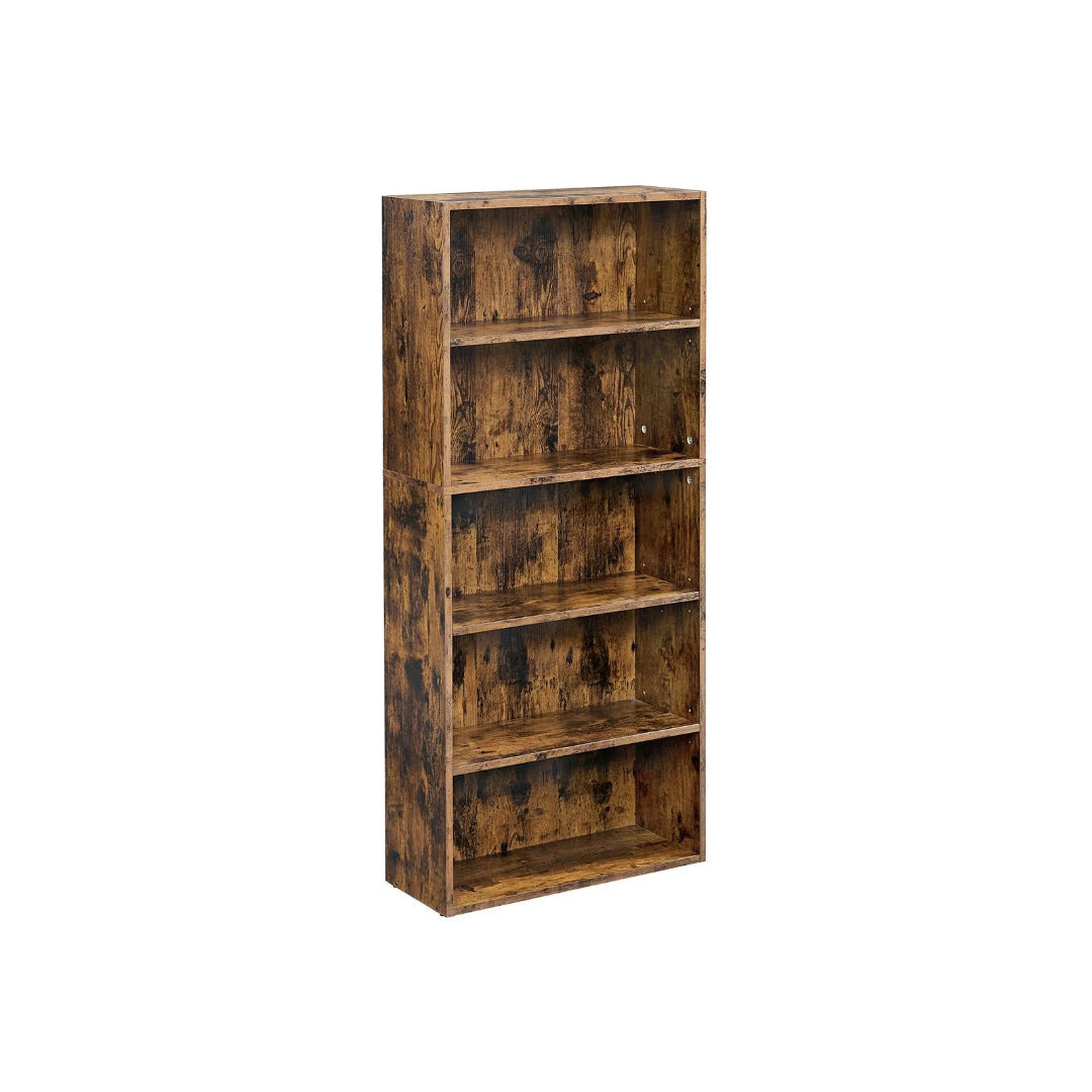 5 Tier Open Bookcase With Adjustable Storage Shelves