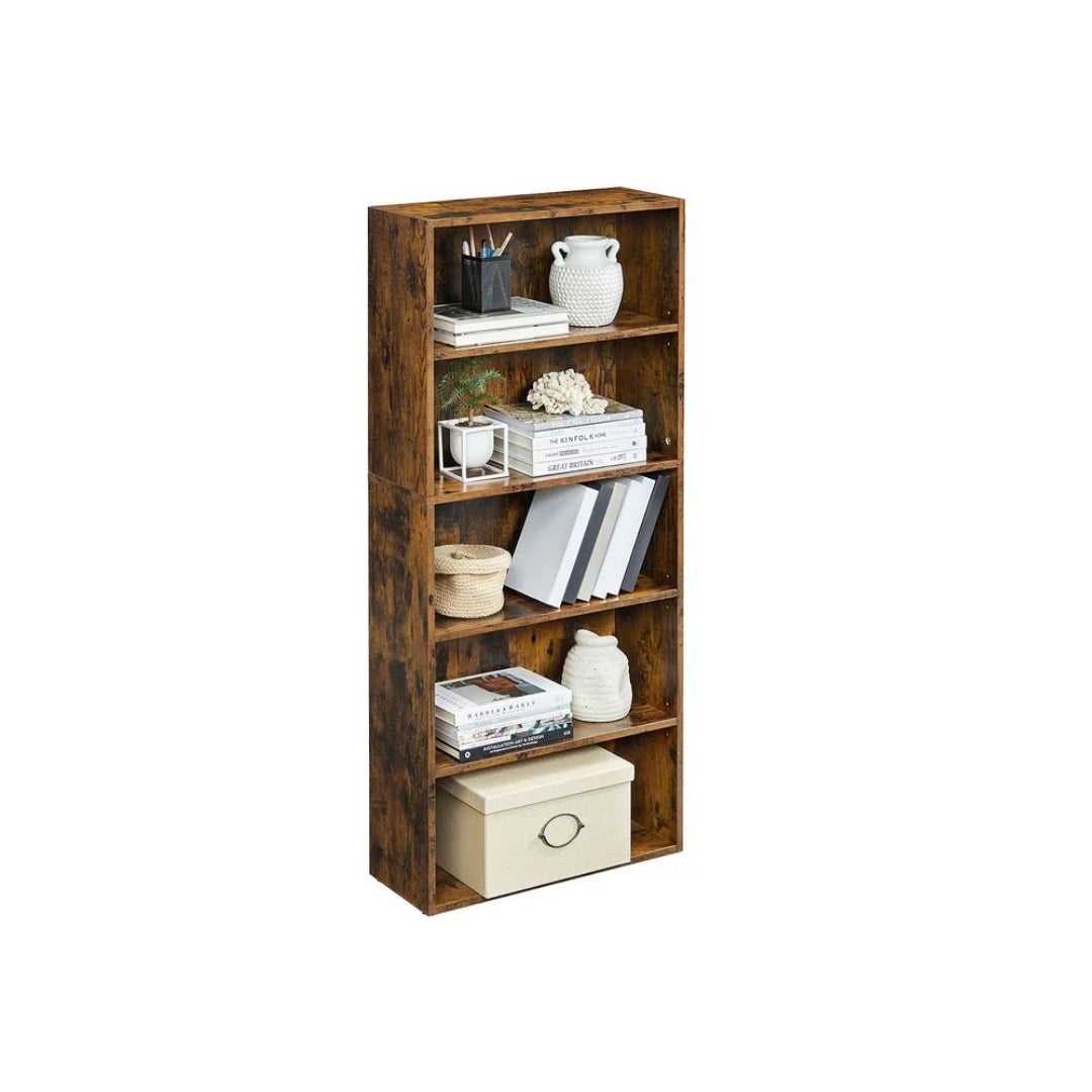 5 Tier Open Bookcase With Adjustable Storage Shelves