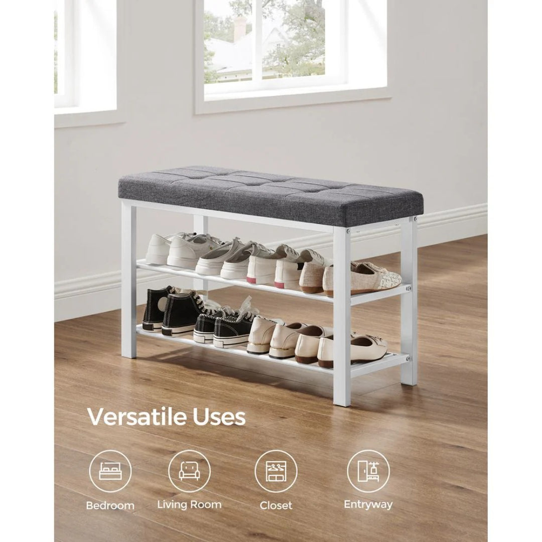 Shoe Bench With Cushion, 23.6/31.9 Inch Storage Bench