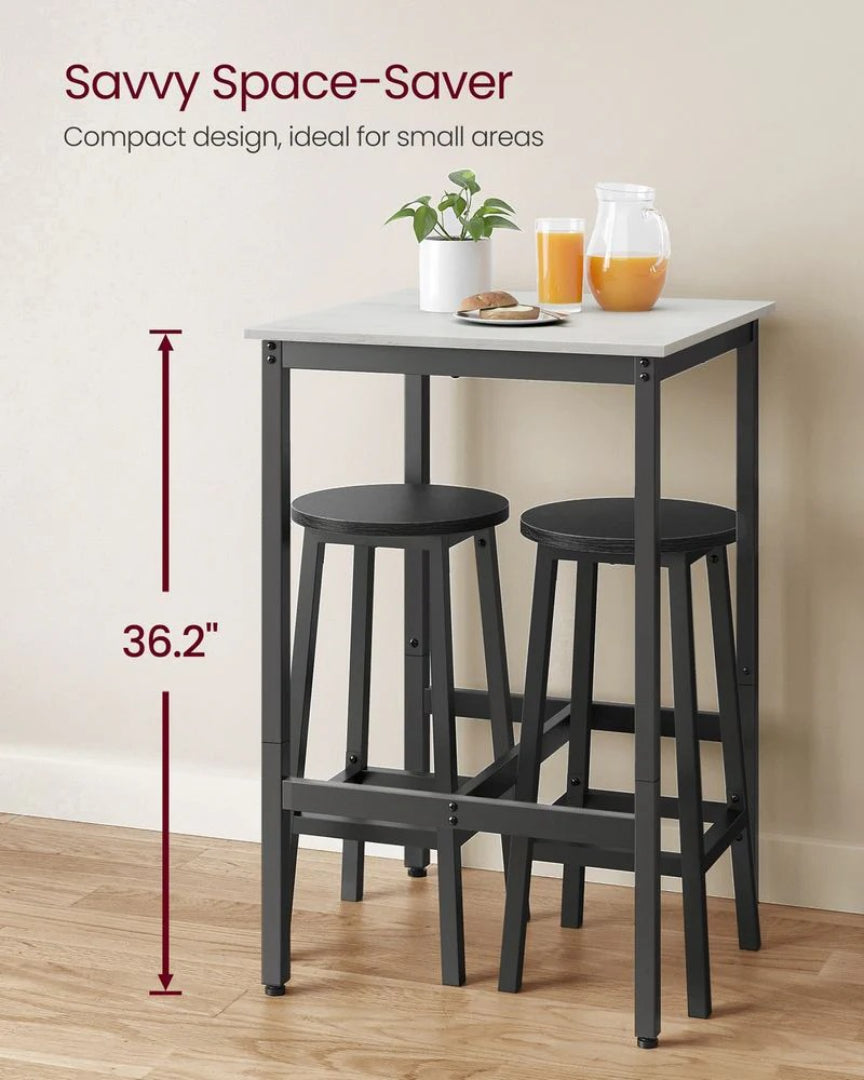 High Top Bar Table with Steel Frame, Industrial Square Pub Table