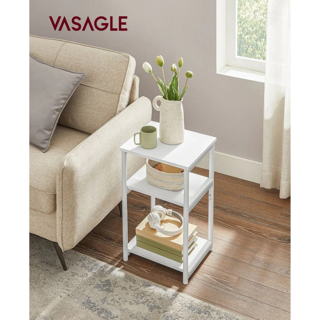 Small 3-Tier End Table with Open Storage, Industrial Side Table