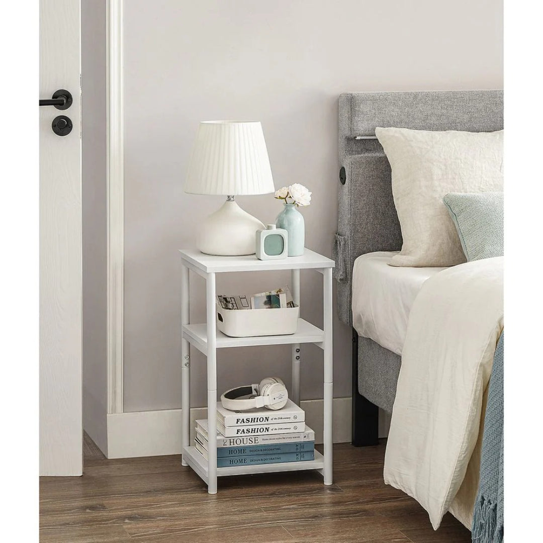 Small 3-Tier End Table with Open Storage, Industrial Side Table
