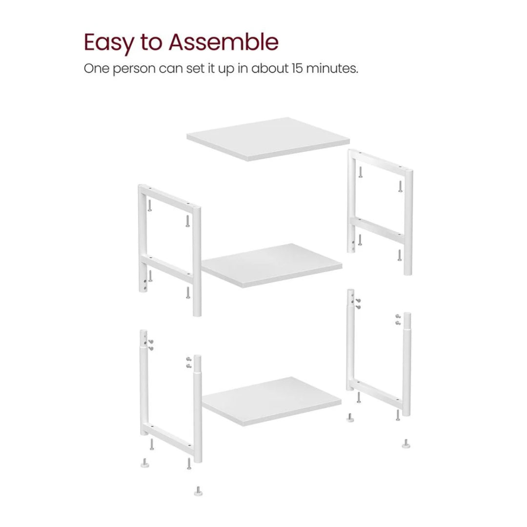 Small 3-Tier End Table with Open Storage, Industrial Side Table