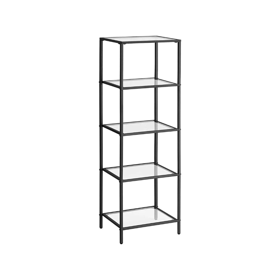 Tempered Glass Bookcase 4 Or 5 Tier Slim Shelving Unit