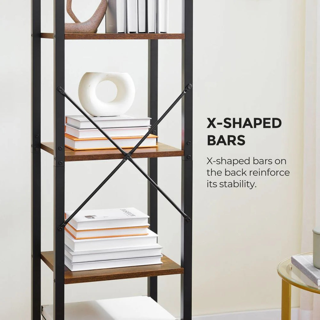 6 Tier Narrow Bookcase With Steel Frame, 73.8 Inch Storage Shelf