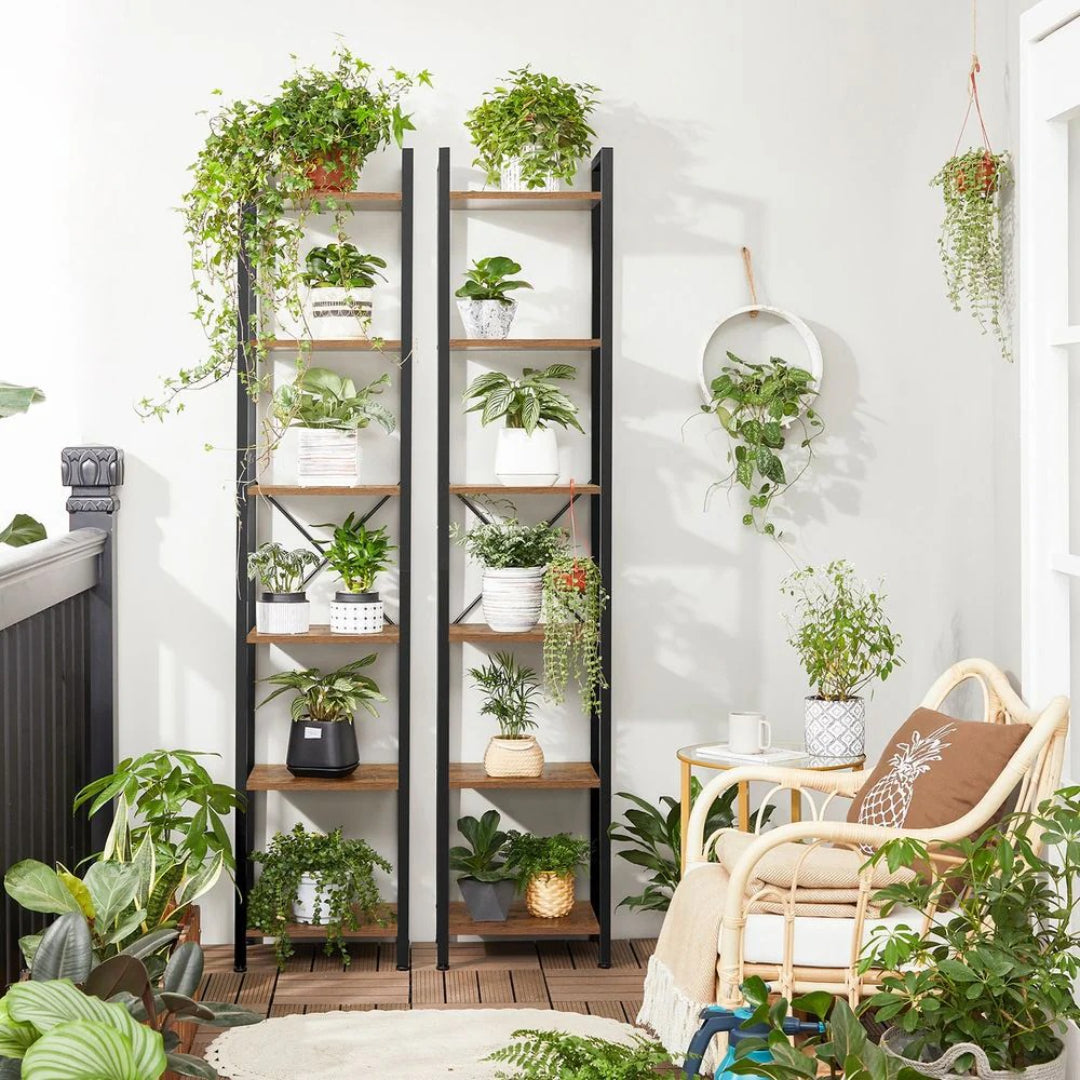 6 Tier Narrow Bookcase With Steel Frame, 73.8 Inch Storage Shelf