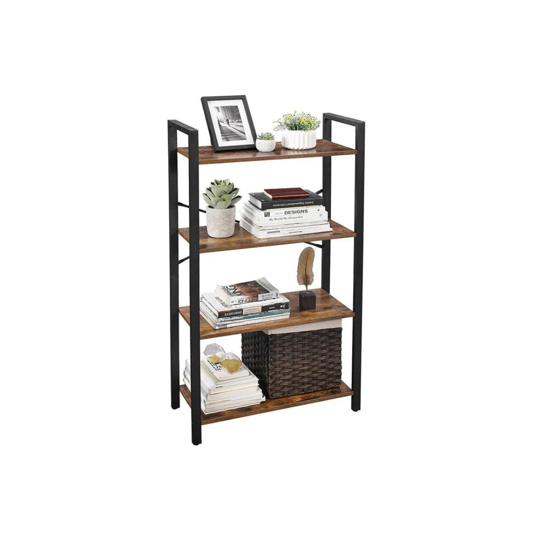 4 Tier Bookshelf With Steel Frame, 47.2 Inch Storage Shelf