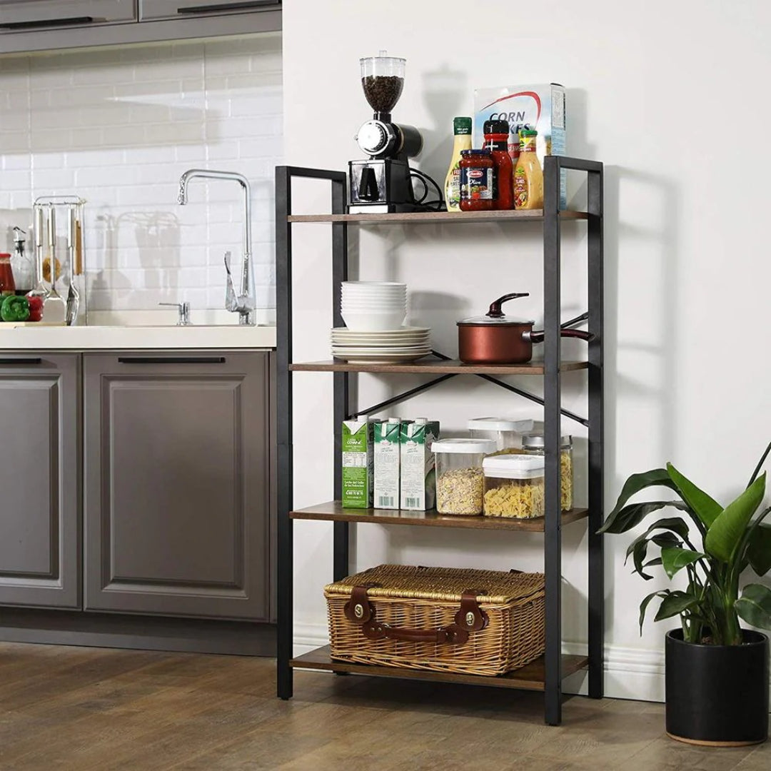 4 Tier Bookshelf With Steel Frame, 47.2 Inch Storage Shelf