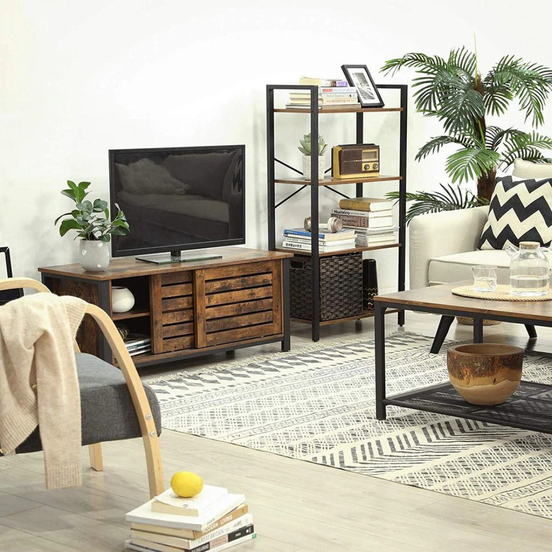 4 Tier Bookshelf With Steel Frame, 47.2 Inch Storage Shelf