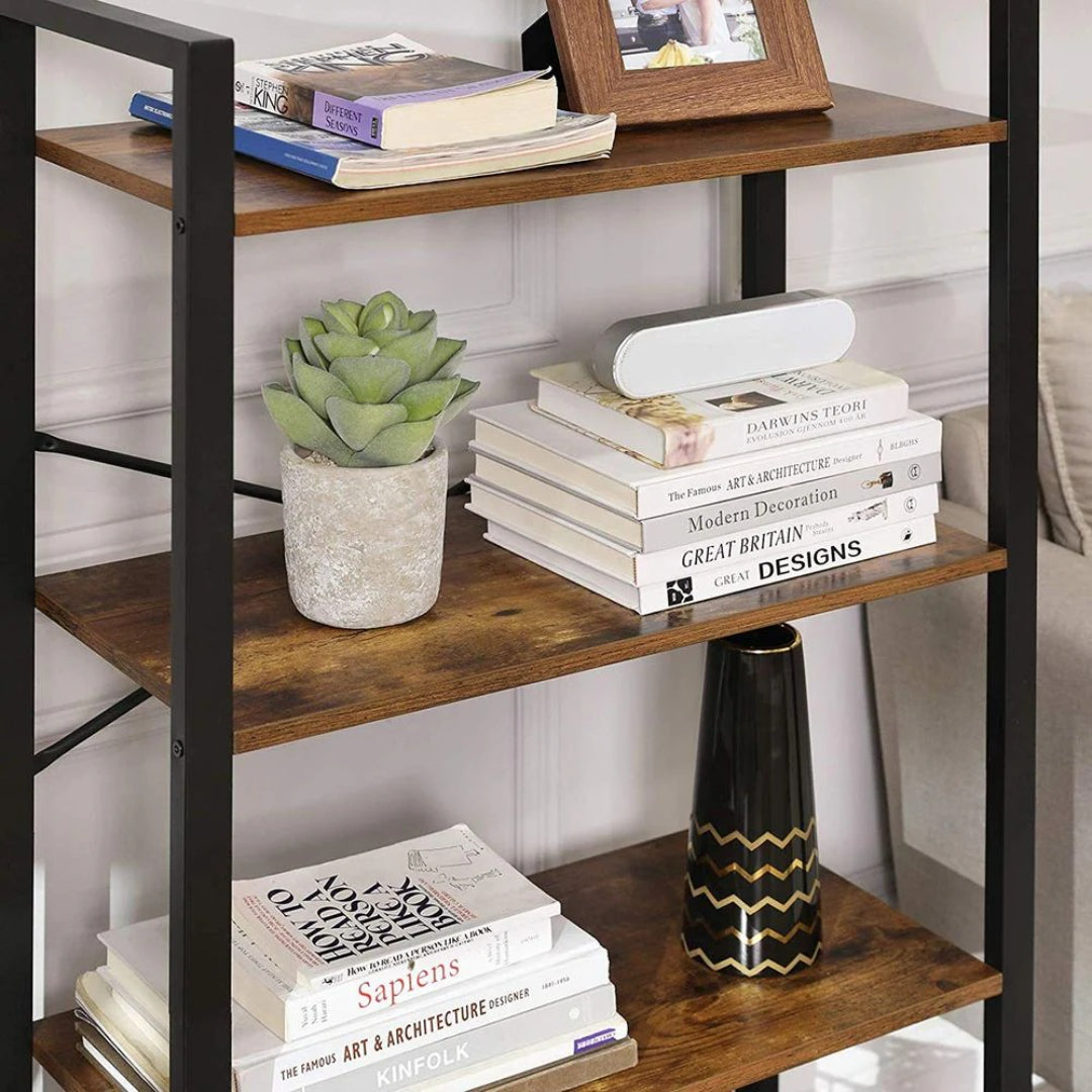 4 Tier Bookshelf With Steel Frame, 47.2 Inch Storage Shelf