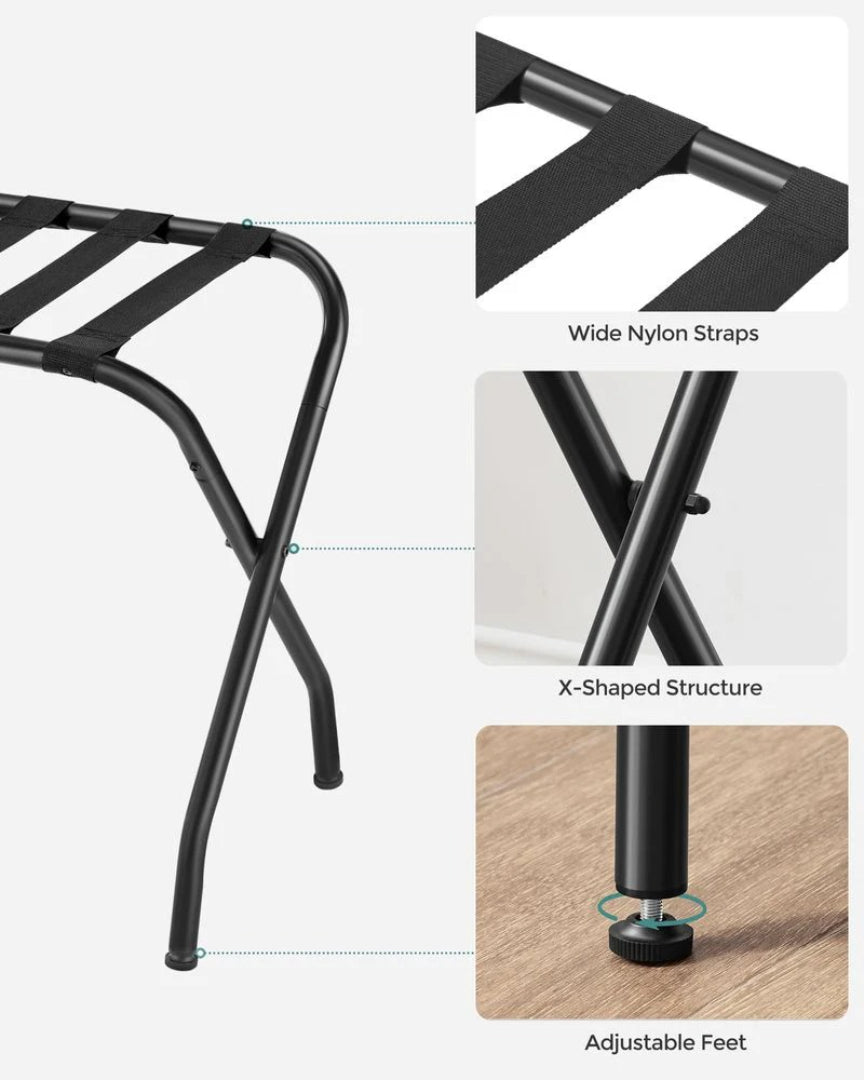 Folding Luggage Rack Steel Suitcase Stand For Guest Room