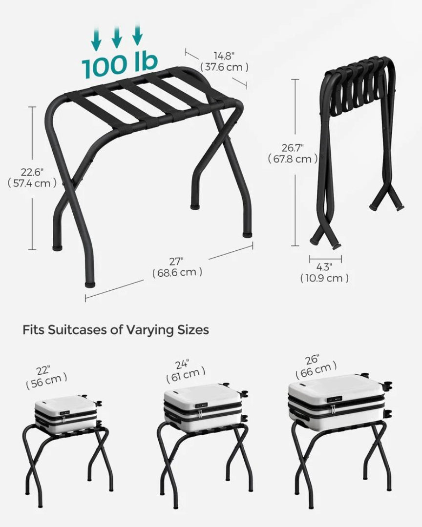 Folding Luggage Rack Steel Suitcase Stand For Guest Room