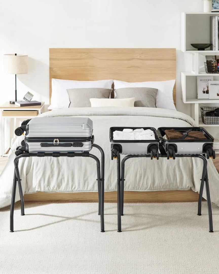 Folding Luggage Rack Steel Suitcase Stand For Guest Room
