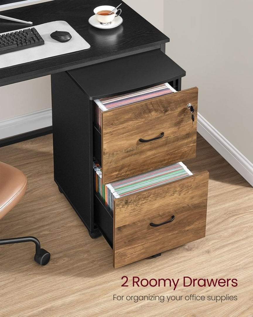 2 Drawer Rolling File Cabinet With Lock & Wheels – product view 2 | Ridgefield New York
