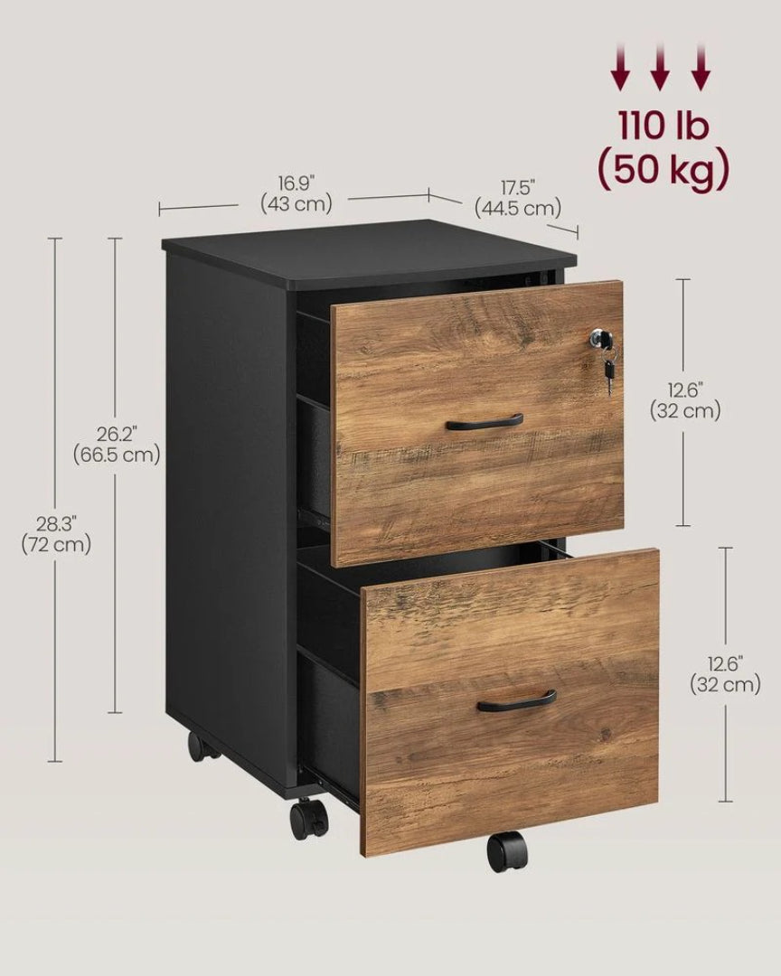 2 Drawer Rolling File Cabinet With Lock & Wheels – product view 6 | Ridgefield New York