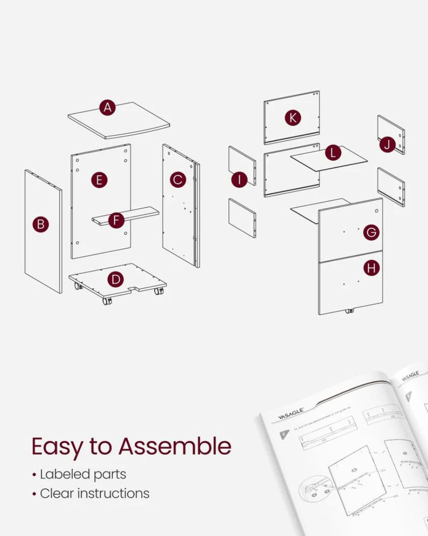 2 Drawer Rolling File Cabinet With Lock & Wheels – product view 7 | Ridgefield New York
